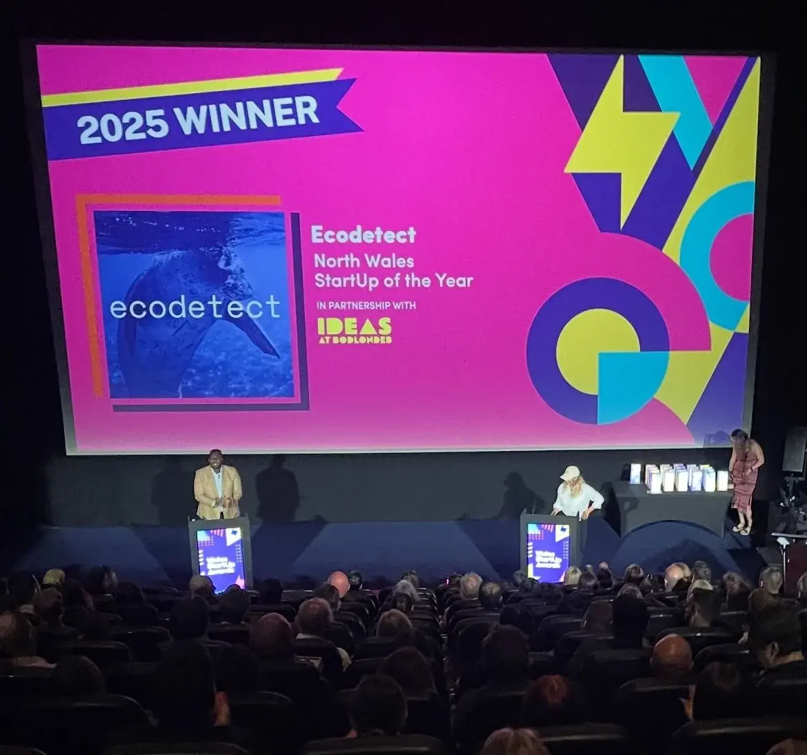 Ecodetect announced as 2025 winner of North Wales StartUp of the Year on stage at the UK StartUp Awards