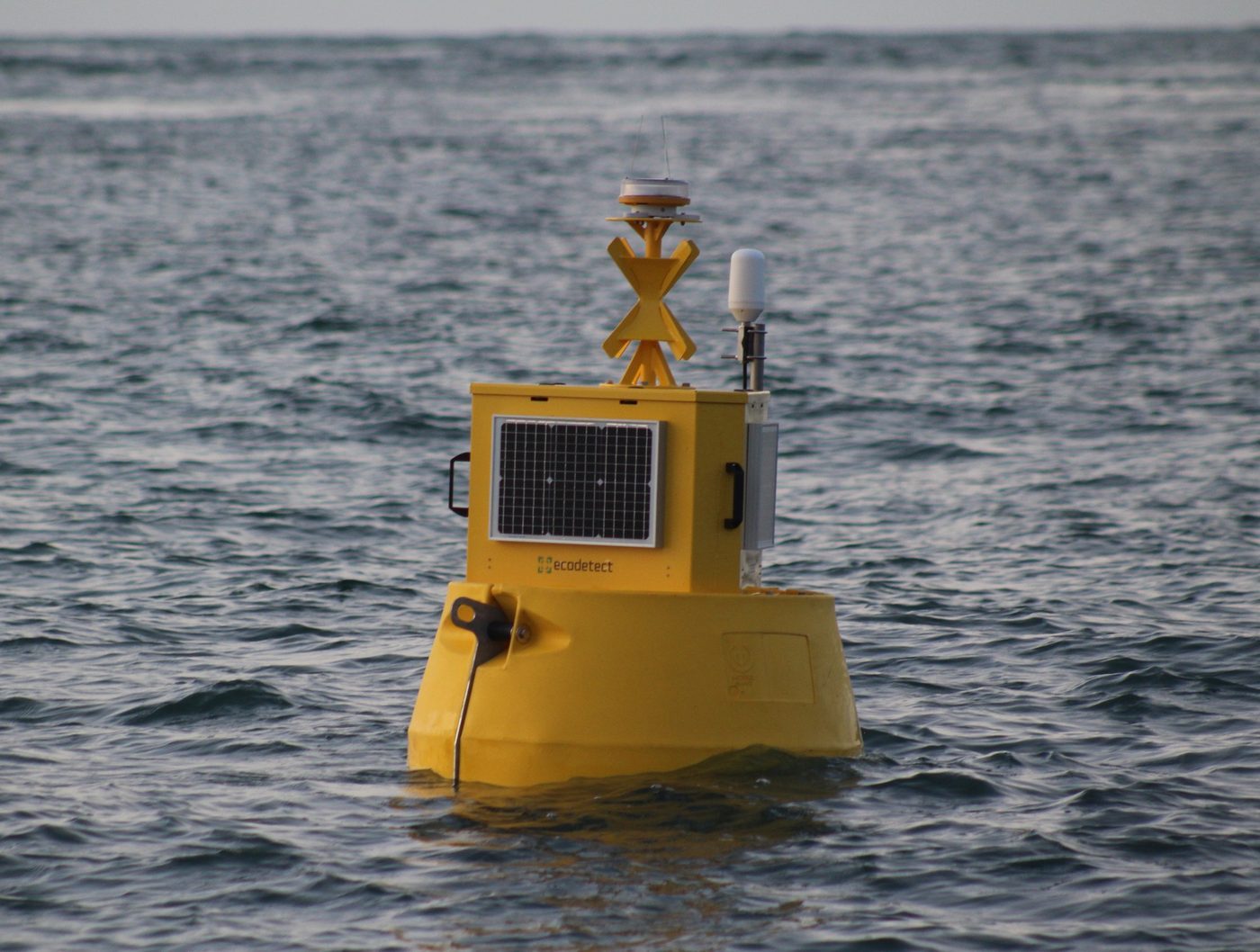 Ecodetect yellow monitoring buoy at sea